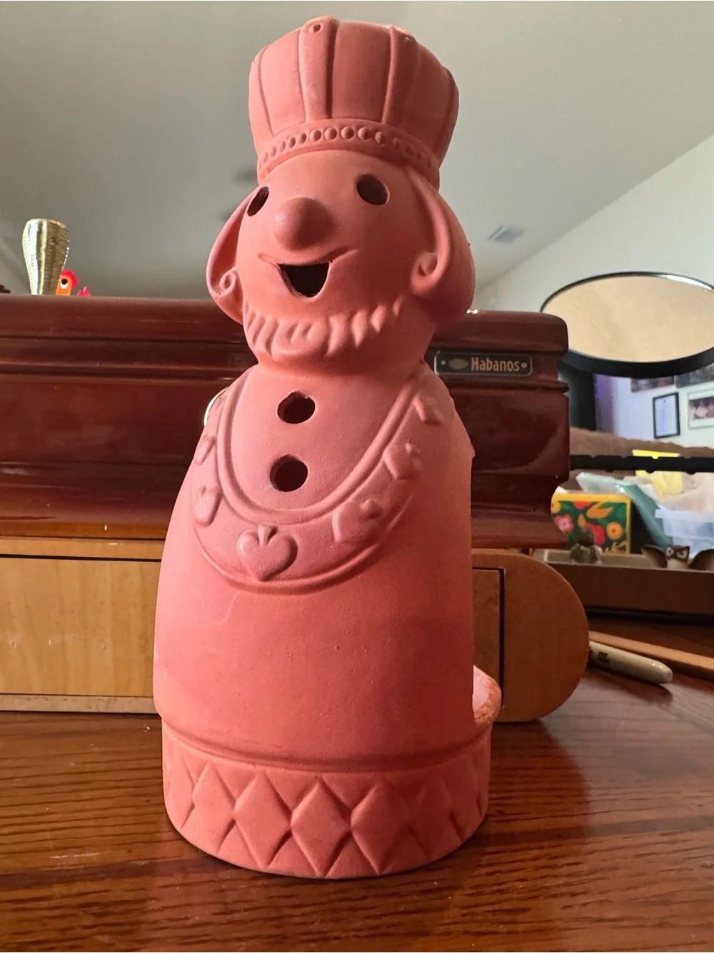 Terracotta King Candle Holder Pottery Tea Light 70s Danish Modern Japan Vintage